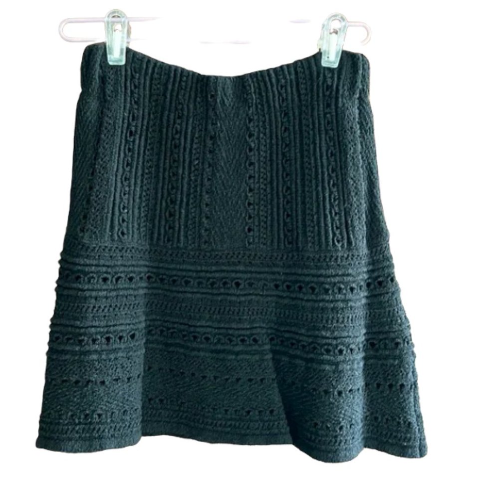 NWOT Zara Knit Eyelet Black A-line Mini Skirt | Size S